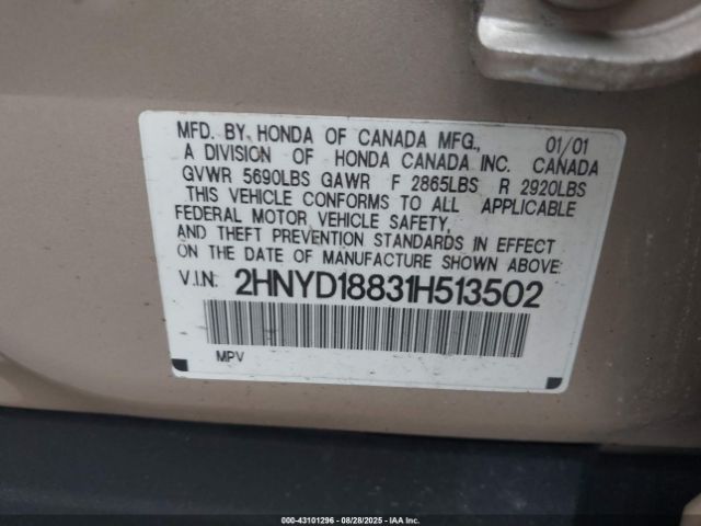 2001 ACURA MDX 2HNYD18831H513502 Photo 8