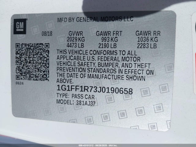 1G1FF1R73J0190658 Chevrolet lt1 - direct injection, afm, variable valve timing, high output, alum