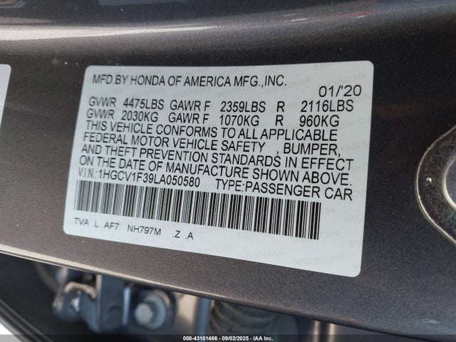 1HGCV1F39LA050580 Honda l15be