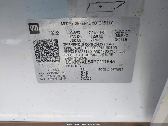 1GKKNXLS0PZ111545 GMC lgx