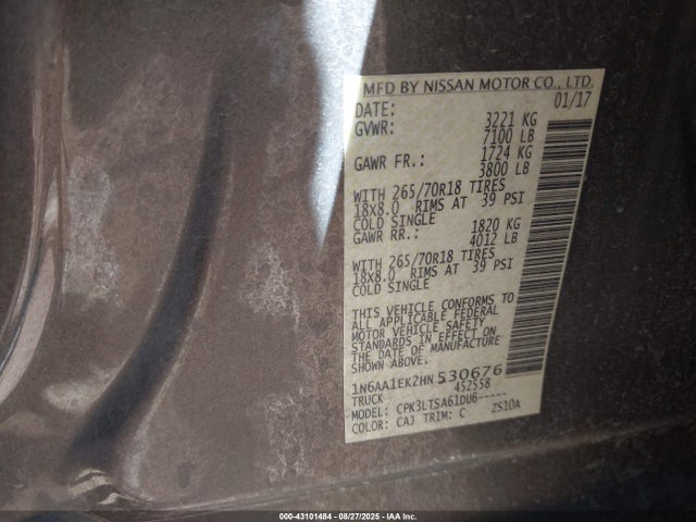 1N6AA1EK2HN530676 Nissan 2017