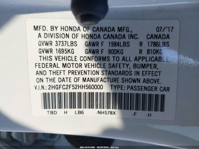 2HGFC2F52HH560000 Honda k20c2