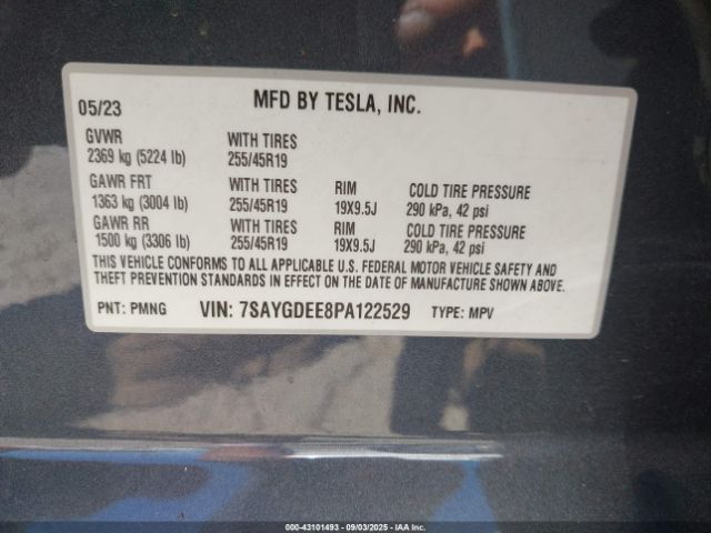 2023 TESLA MODEL Y 7SAYGDEE8PA122529 Photo 8