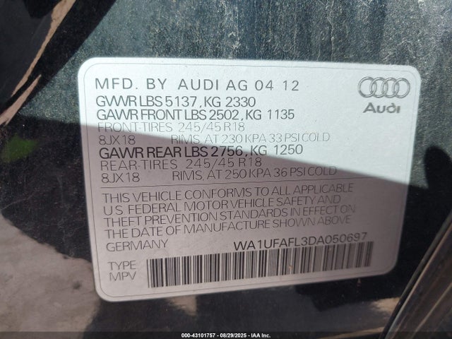 2013 AUDI ALLROAD WA1UFAFL3DA050697 Photo 8