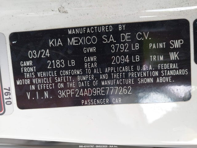 3KPF24AD9RE777262 KIA mpi nu