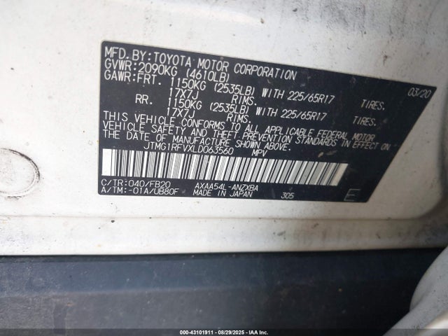 Toyota a25a-fks 2020 JTMG1RFVXLD063560 Image 9