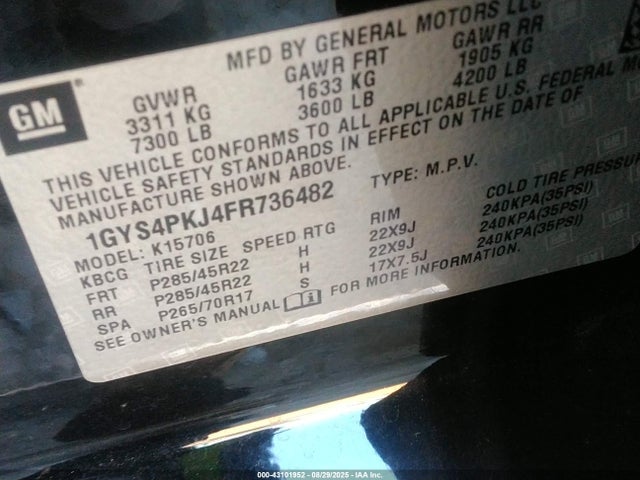 2015 CADILLAC ESCALADE 1GYS4PKJ4FR736482 Photo 8