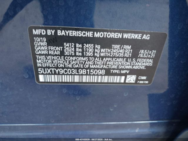2020 BMW X3 5UXTY9C03L9B15098 Photo 8
