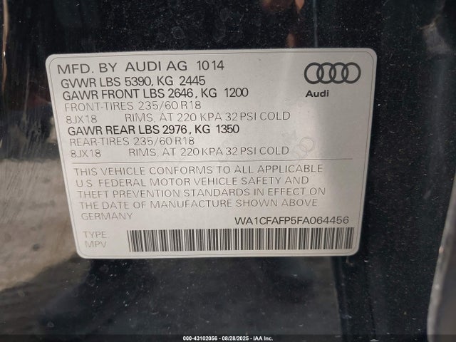 2015 AUDI Q5 WA1CFAFP5FA064456 Photo 8