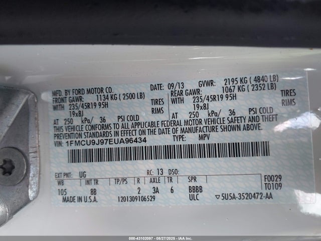 Ford 2014 2014 1FMCU9J97EUA96434 Image 9