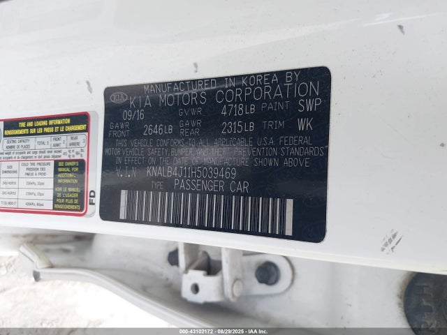 KNALB4J11H5039469 KIA gdi lambda ii