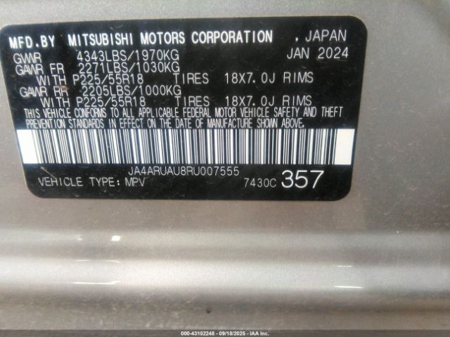 2024 MITSUBISHI OUTLANDER SPORT JA4ARUAU8RU007555 Photo 8