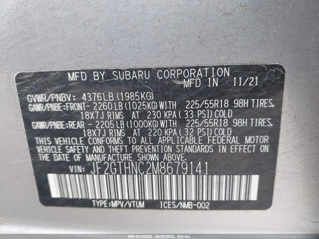 Subaru na 2021 JF2GTHNC2M8679141 Image 9