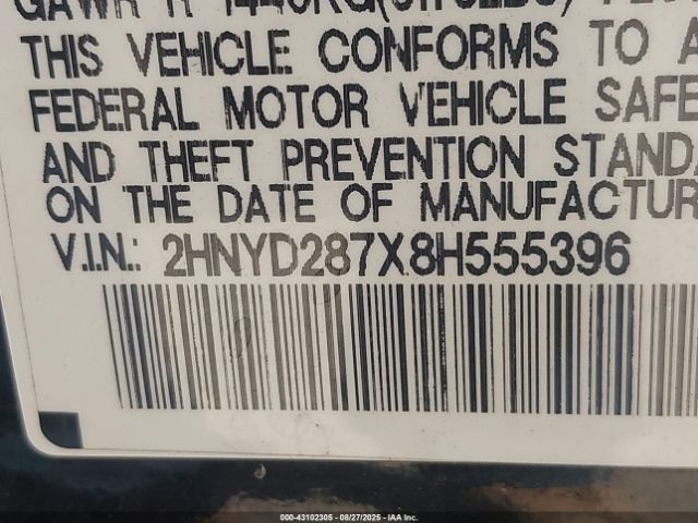 2008 ACURA MDX 2HNYD287X8H555396 Photo 8