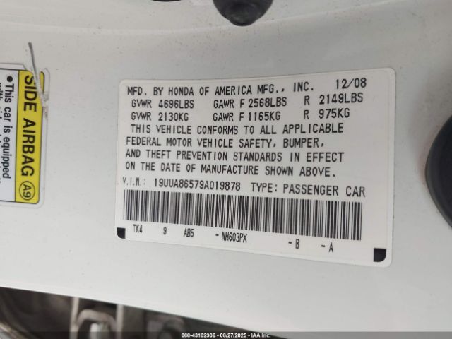 2009 ACURA TL 19UUA86579A019878 Photo 8