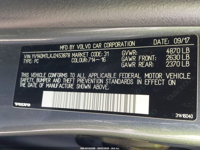 2018 VOLVO S60 YV140MTLXJ2453878 Photo 8