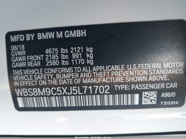 2018 BMW M3 WBS8M9C5XJ5L71702 Photo 8