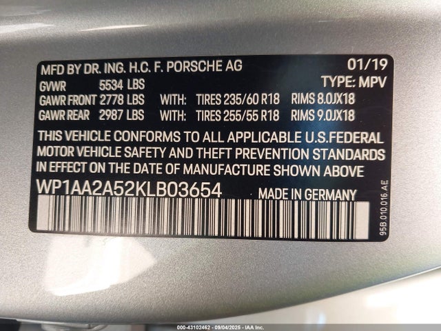 2019 PORSCHE MACAN WP1AA2A52KLB03654 Photo 8