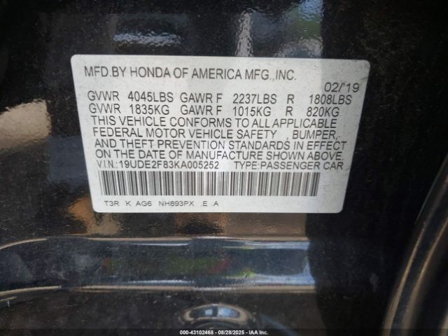 2019 ACURA ILX 19UDE2F83KA005252 Photo 8