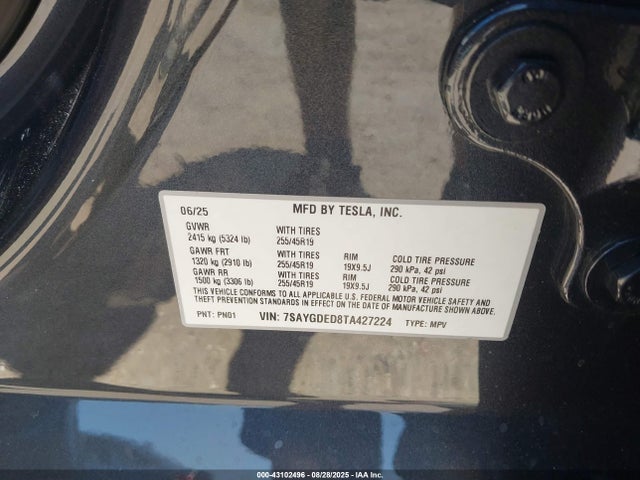 2026 TESLA MODEL Y 7SAYGDED8TA427224 Photo 8