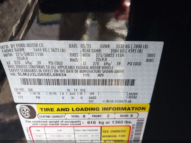5LMJJ3LG6SEL08834 Lincoln gtdi