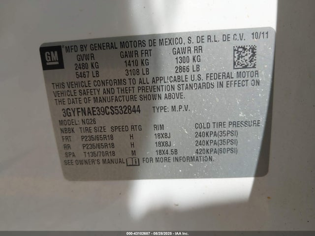 2012 CADILLAC SRX 3GYFNAE39CS532844 Photo 8