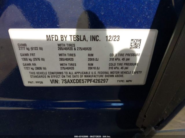 2023 TESLA MODEL X 7SAXCDE57PF426297 Photo 8