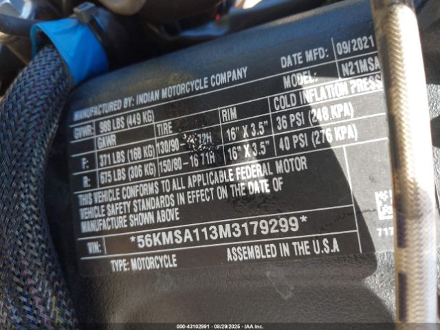 2021 INDIAN MOTORCYCLE CO. SCOUT 56KMSA113M3179299 Photo 9