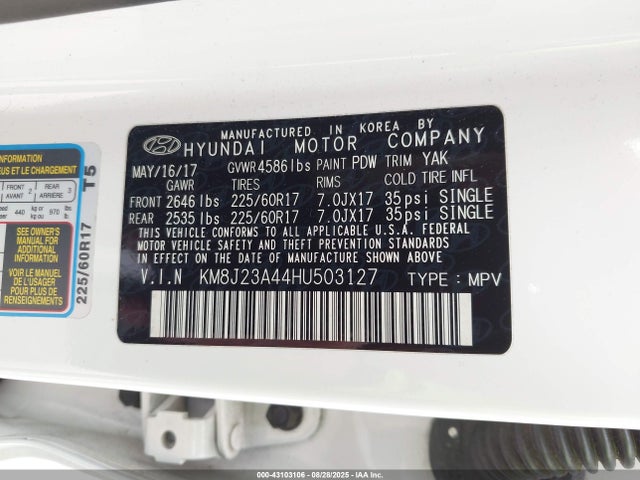 KM8J23A44HU503127 Hyundai gdi nu