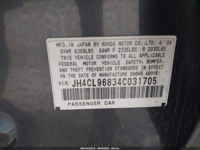 2004 ACURA TSX JH4CL96834C031705 Photo 8