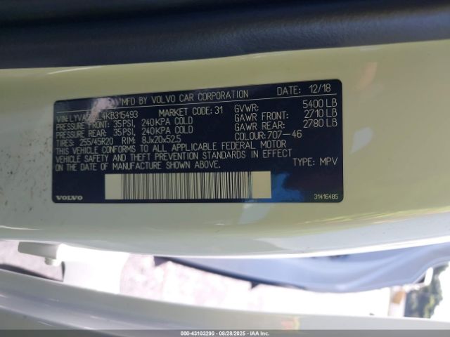 2019 VOLVO XC60 LYVA22RL4KB315493 Photo 8