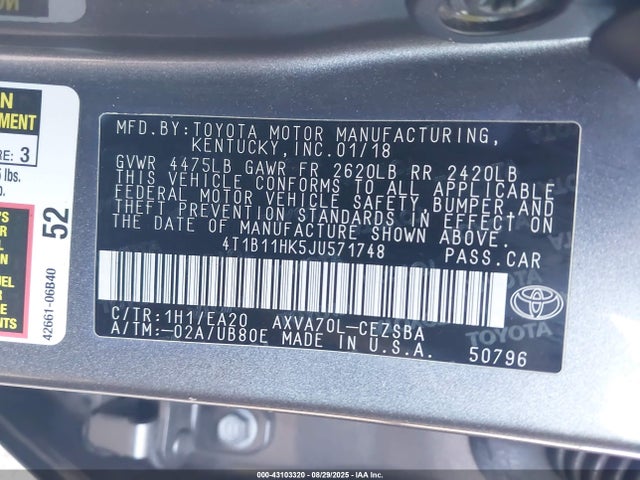4T1B11HK5JU571748 Toyota a25a-fks