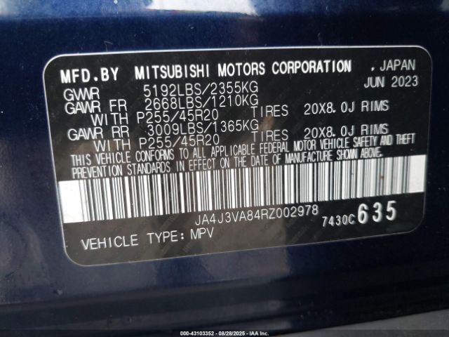 2024 MITSUBISHI OUTLANDER JA4J3VA84RZ002978 Photo 8