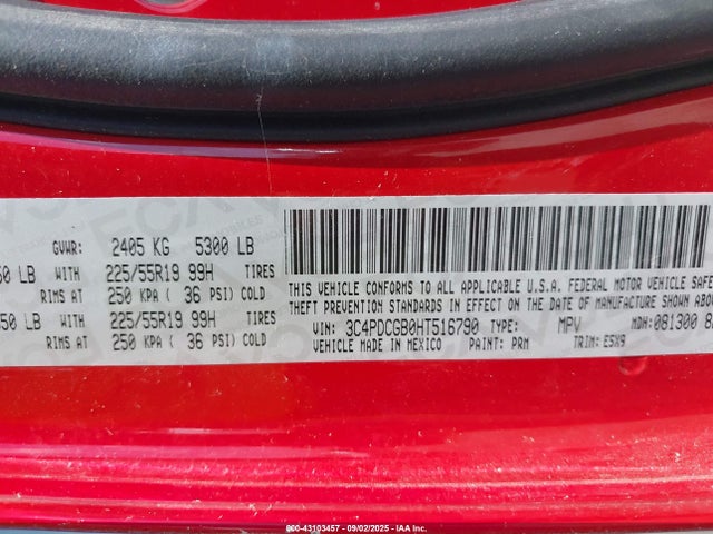 3C4PDCGB0HT516790 Dodge Journey