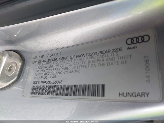 2016 AUDI A3 WAUA7HFF2G1050846 Photo 8