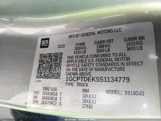 1GCPTDEK5S1134779 Chevrolet l3b