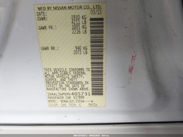 1N4AL3APXFN405731 Nissan 2015