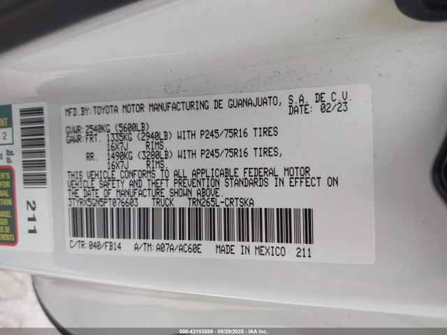 Toyota 2tr-fe 2023 3TYRX5GN5PT076603 Image 9