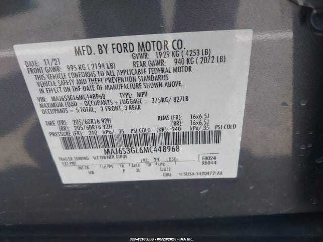 Ford 2021 2021 MAJ6S3GL6MC448968 Image 9