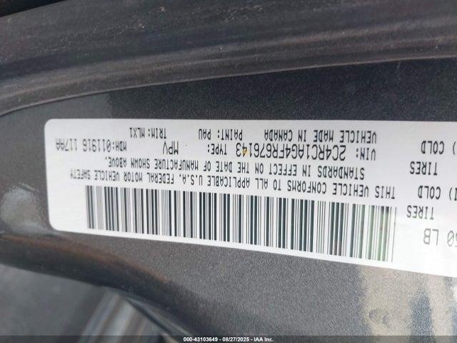 Chrysler 2015 2015 2C4RC1AG4FR676143 Image 9