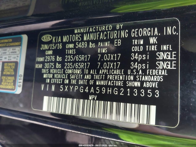 5XYPG4A59HG213353 KIA Sorento