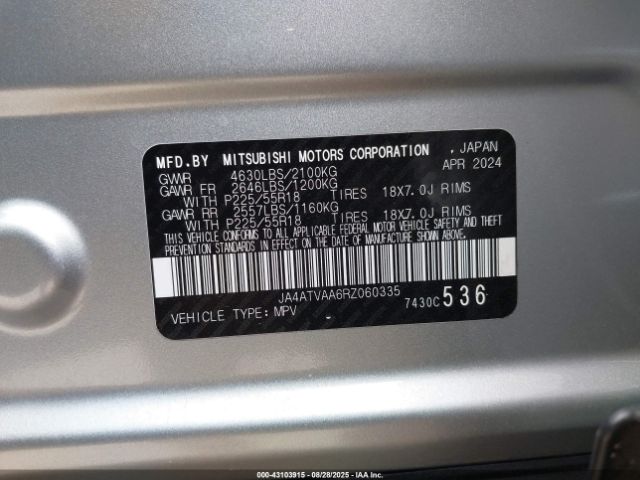 2024 MITSUBISHI ECLIPSE CROSS JA4ATVAA6RZ060335 Photo 8