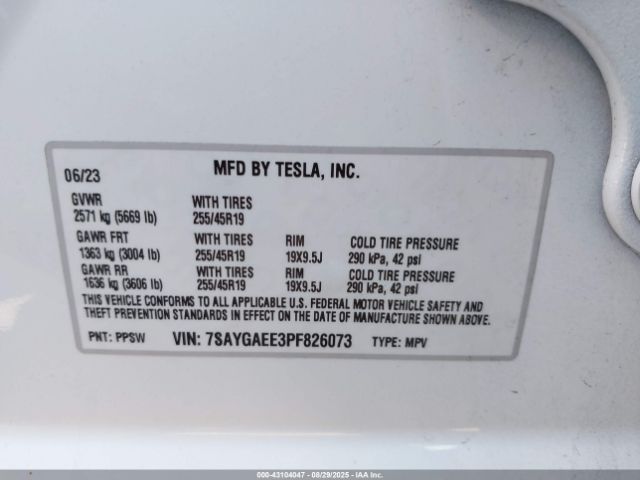 2023 TESLA MODEL Y 7SAYGAEE3PF826073 Photo 8