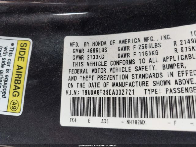 2014 ACURA TL 19UUA8F39EA002721 Photo 8