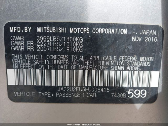 2017 MITSUBISHI LANCER JA32U2FU5HU006415 Photo 8