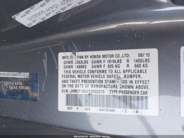 2015 HONDA CR-Z JHMZF1D47FS003370 Photo 8