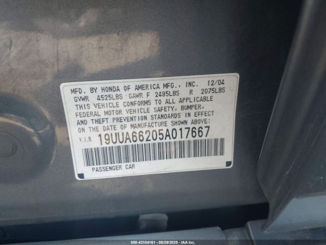 2005 ACURA TL 19UUA66205A017667 Photo 8