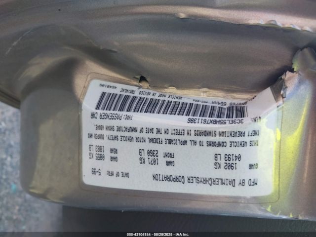 1999 CHRYSLER SEBRING 3C3EL55H8XT611386 Photo 8