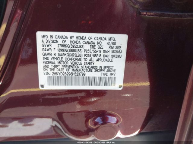 2008 ACURA MDX 2HNYD28298H523799 Photo 8