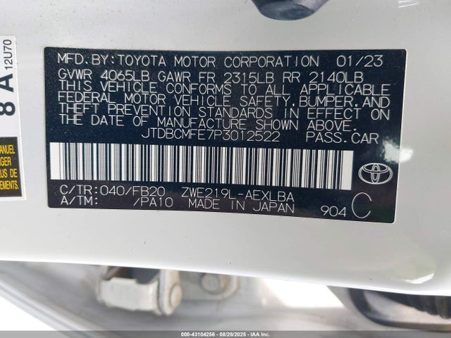 Toyota 2zr-fxe, 1vm 2023 JTDBCMFE7P3012522 Image 9